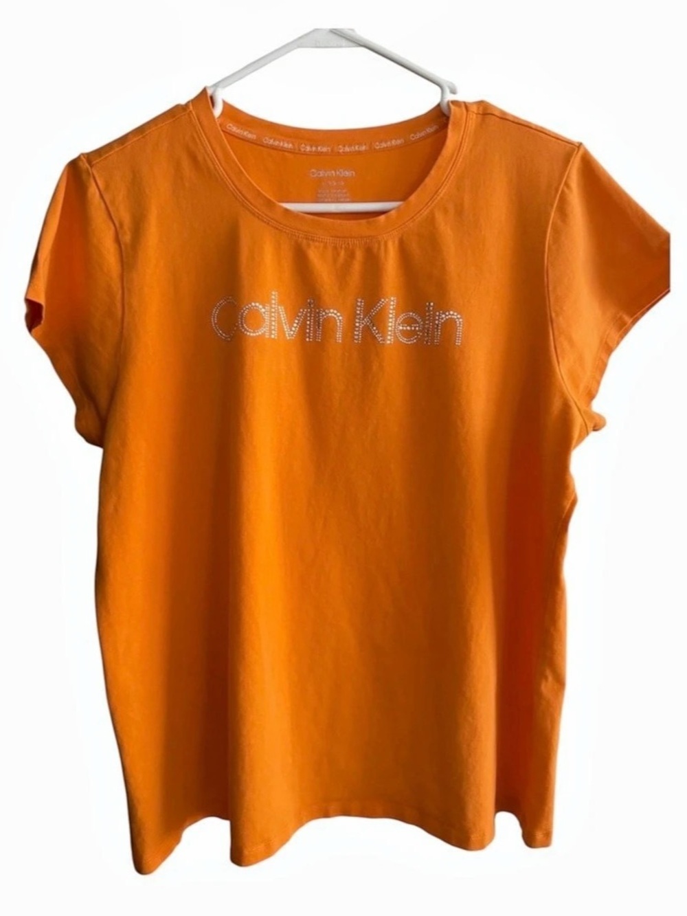 Calvin Klein Rhinestone Logo Graphic Classic T-Shirt Orange XL